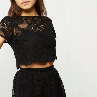 Black lace trim cut-out midi dress